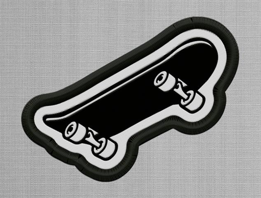 Skateboard - Large Black Patch (25 Pack)